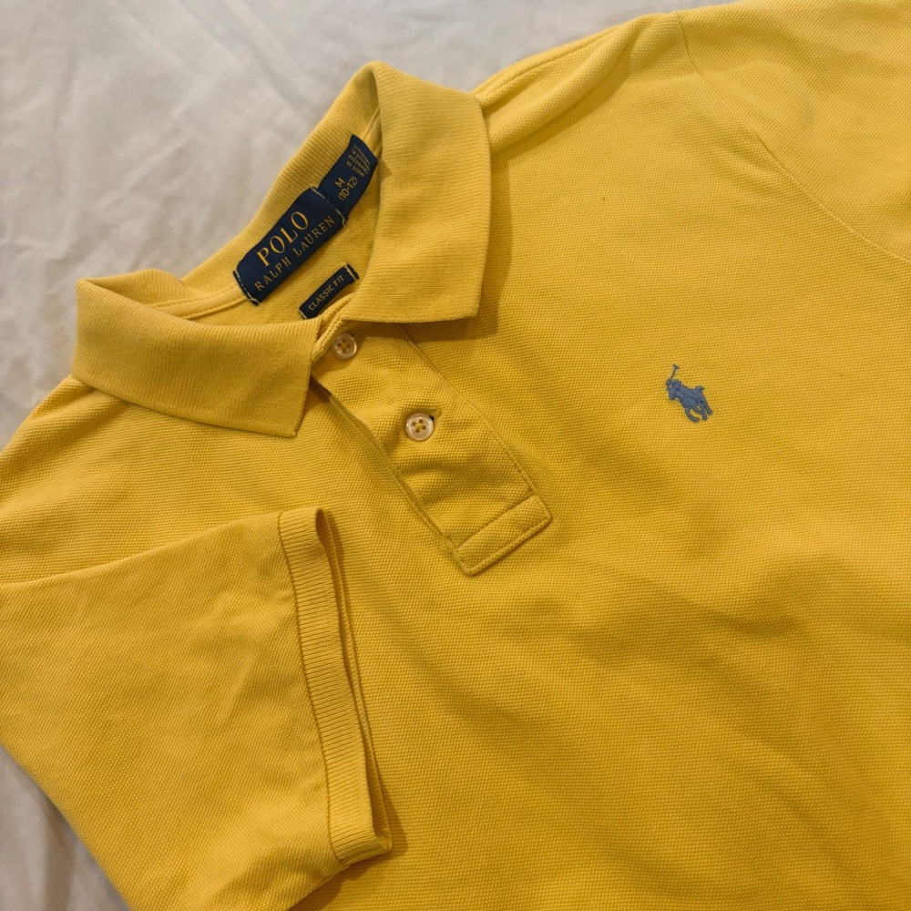 Polo Ralph Lauren Yellow Classic Fit Short Sleeve Pique Polo Shirt Size M 10-12